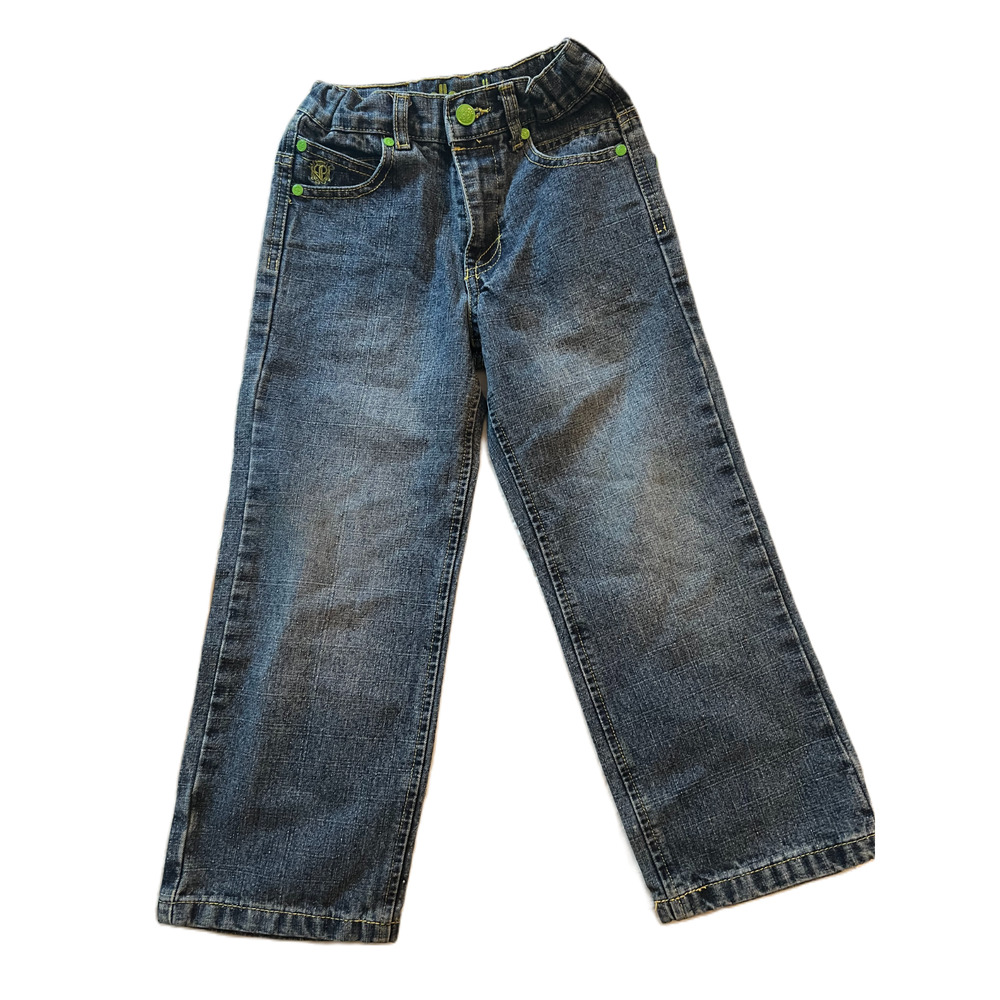 Pelle Pelle Girls Jeans Size 5 Straight Leg Embroidered Adjustable Waist 2